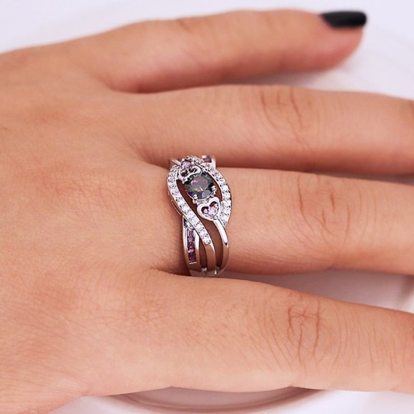 🌸Unique Magic Color Factory Outlet Colorful Water Drop Amethyst Ring, GPMB1483 - Picture 4 of 5